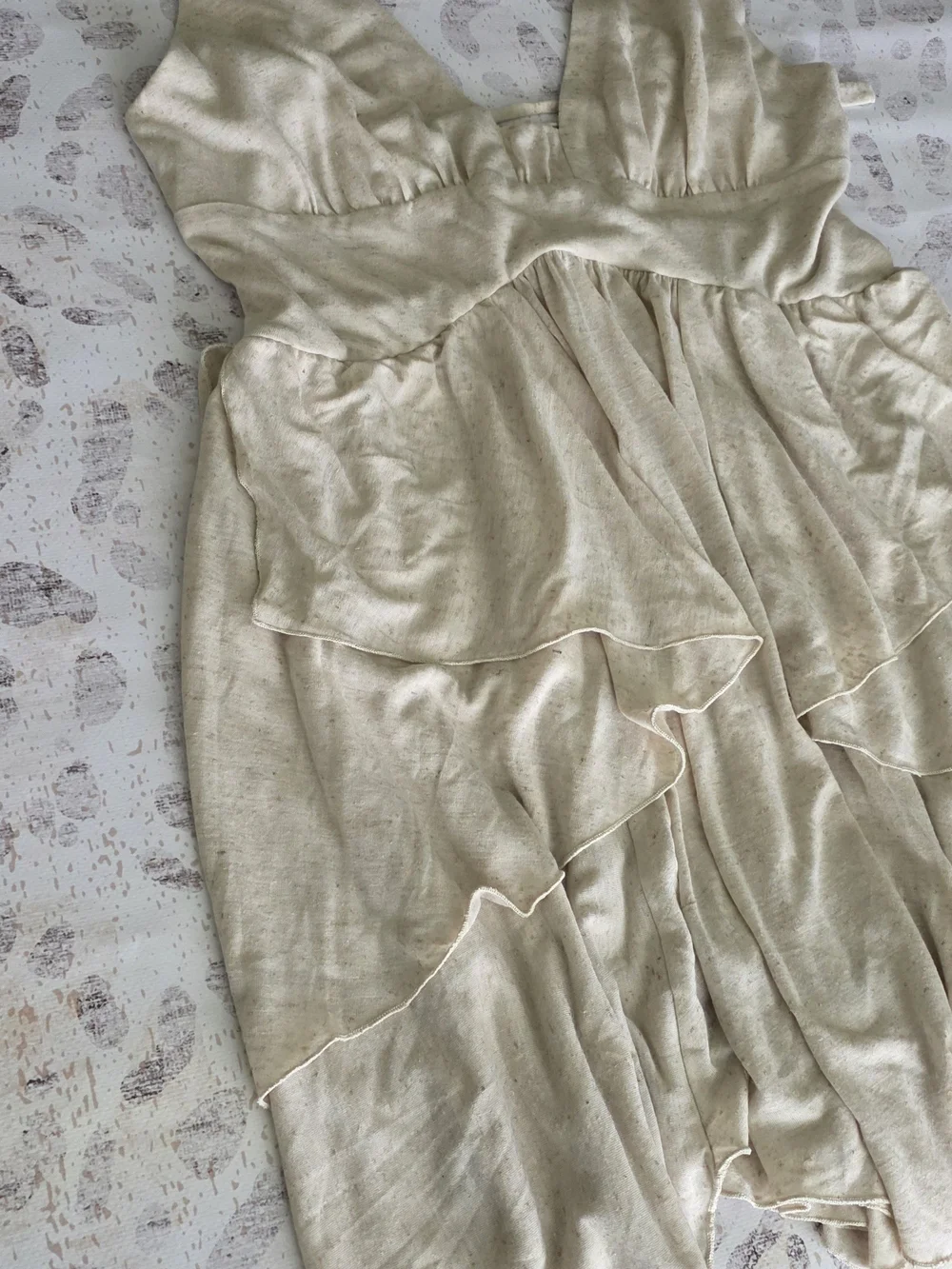Free People Cream Tiered V-Neck Mini Dress